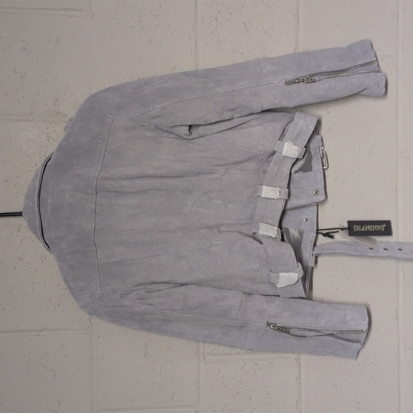 Blank NYC Cloud Grey Leather Moto Jacket Size Small NWT - Picture 8 of 9